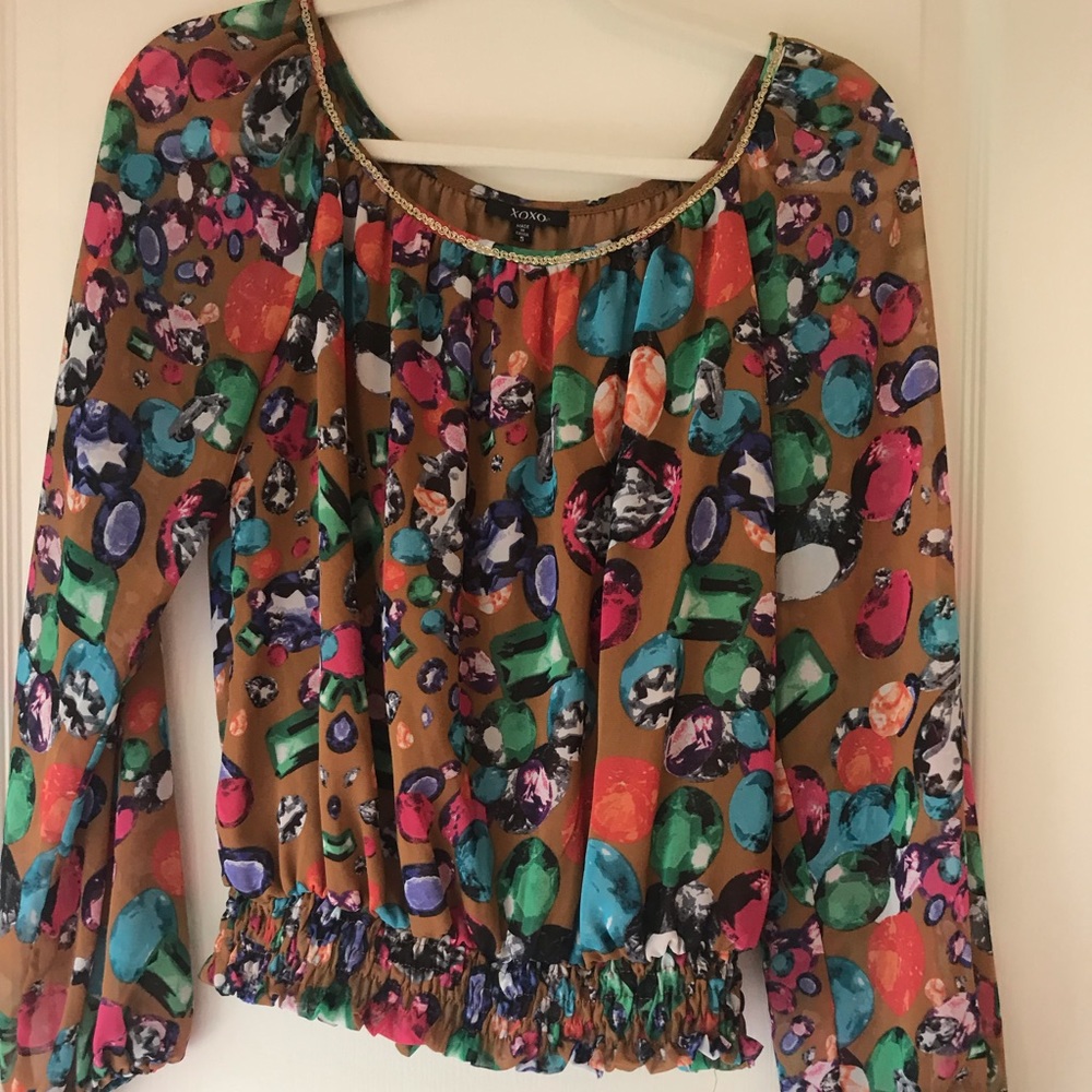 Bejeweled printed top
